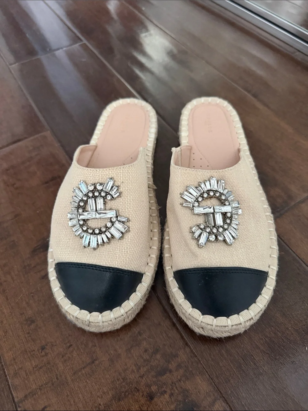 Gaelle Paris Embellished Espadrille Mules